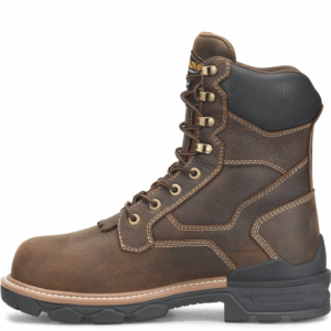 A look at the instep on a Carolina Cardinal 600g Insulated Composite Toe 8" Logger Work Boot.