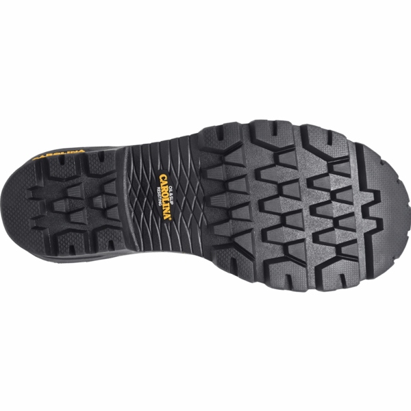 The sole of a Carolina Cardinal Capacity Waterproof Composite Toe 8" Logger Work Boot.