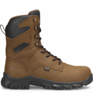 A right profile facing shot of a Carolina Gruntz Waterproof Steel Toe 8" Lace Up Work Boot.