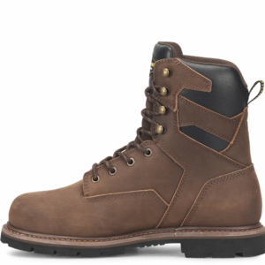 A look at the instep on a Carolina Gruntz Waterproof Steel Toe 8" Lace Up Work Boot.