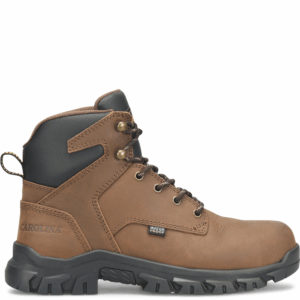 A right profile facing shot of a Carolina Gruntz Waterproof 6" Lace Up Work Boot.