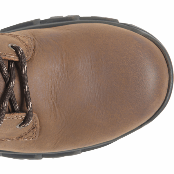 A bird's eye view of the toe of a Carolina Gruntz Waterproof 6" Lace Up Work Boot.