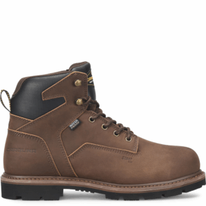 A right profile facing shot of a Carolina Gruntz Waterproof Steel Toe 6" Lace Up Work Boot.