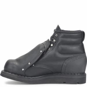 A look at the instep on a Carolina Int Met Guard Steel Toe 6" Lace Up Work Boot.