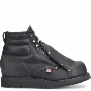 A right profile facing shot of a Carolina Int Met Guard Steel Toe 6" Lace Up Work Boot.