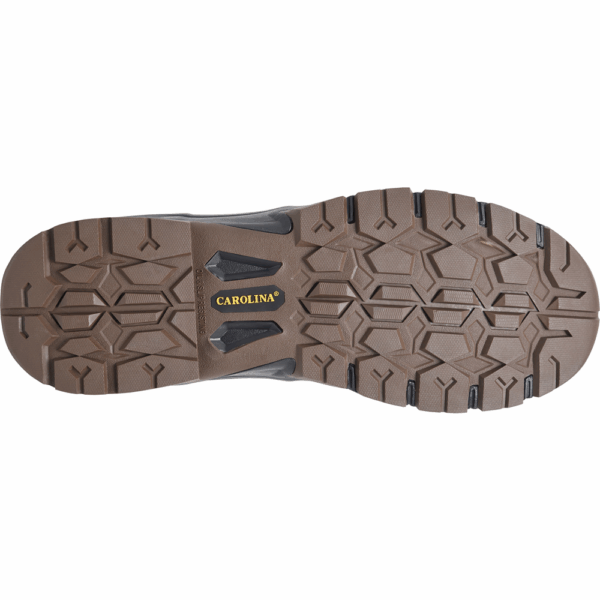 The sole of a Carolina Subframe Composite Toe 6" Lace Up Work Boot.