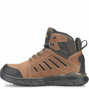A look at the instep on a Carolina Warehouse Composite Toe 6" Lace Up Work Boot.