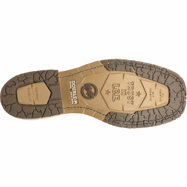 The sole of a Double H Hickock 11" Men's Western Boot.