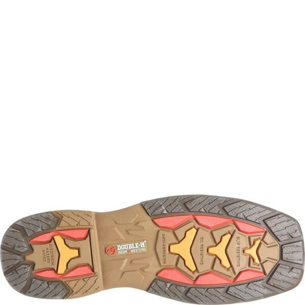 The sole of a Double H Phantom Rider Lycan Waterproof Composite Toe Pull-On Work Boot.