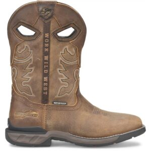A right profile facing shot of a Double H Phantom Rider Wilmore Waterproof Pull-On Work Boot.