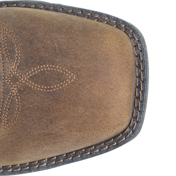A bird's eye view of the toe of a Double H Phantom Rider Wilmore Waterproof Pull-On Work Boot.