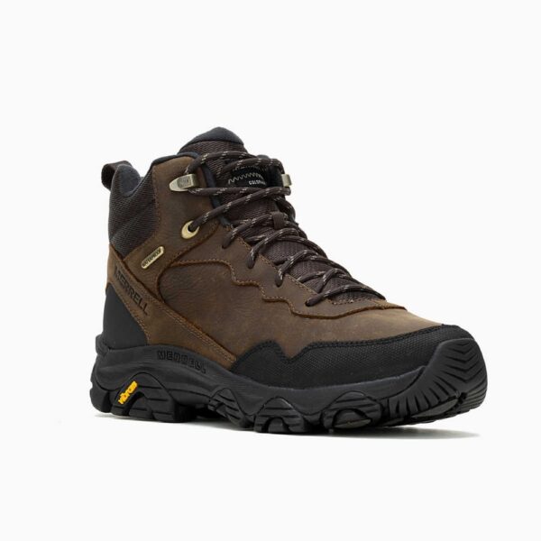 A 3/4 turned Merrell Men's Coldpack 3 Thermo Mid Waterproof Insulated Hiking Boot.