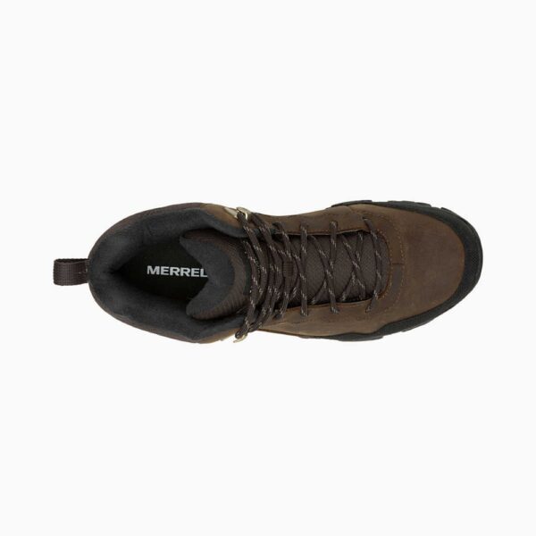 A bird's eye view of the top of a Merrell Men's Coldpack 3 Thermo Mid Waterproof Insulated Hiking Boot.