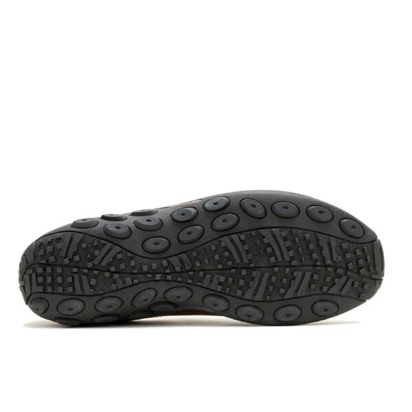 A look at the sole of a Merrell Men's Jungle Moc Nubuck Waterproof Slip-On Hiking Shoe.