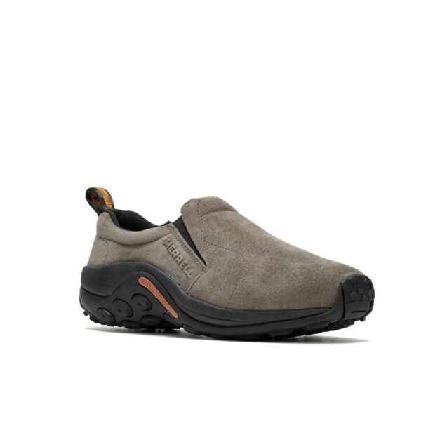 A 3/4 turned Merrell Men's Jungle Moc Slip-On Hiking Shoe.