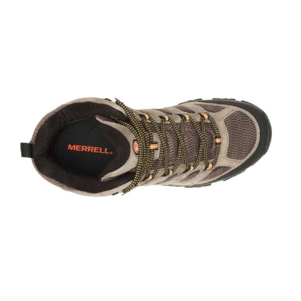 A bird's eye view of the top of a Merrell Men's Moab 3 Mid Hiking Boot.