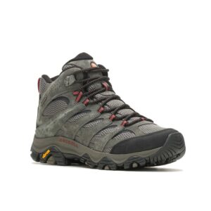 A 3/4 turned Merrell Men's Moab 3 Mid Waterproof Hiking Boot.