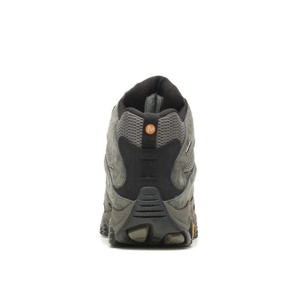 A look at the back and heel of a Merrell Men's Moab 3 Mid Waterproof Hiking Boot.