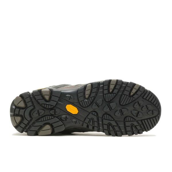 A look at the sole of a Merrell Men's Moab 3 Mid Waterproof Hiking Boot.