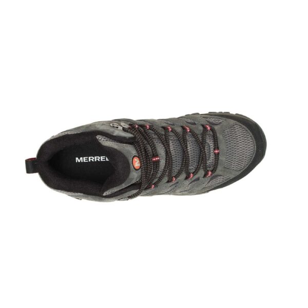 A bird's eye view of the top of a Merrell Men's Moab 3 Mid Waterproof Hiking Boot.