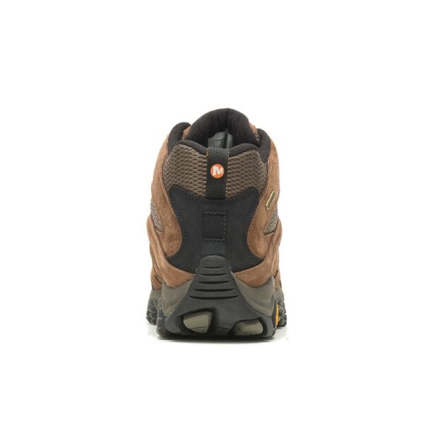 A look at the back and heel of a Merrell Men's Moab 3 Mid Waterproof Hiking Boot.