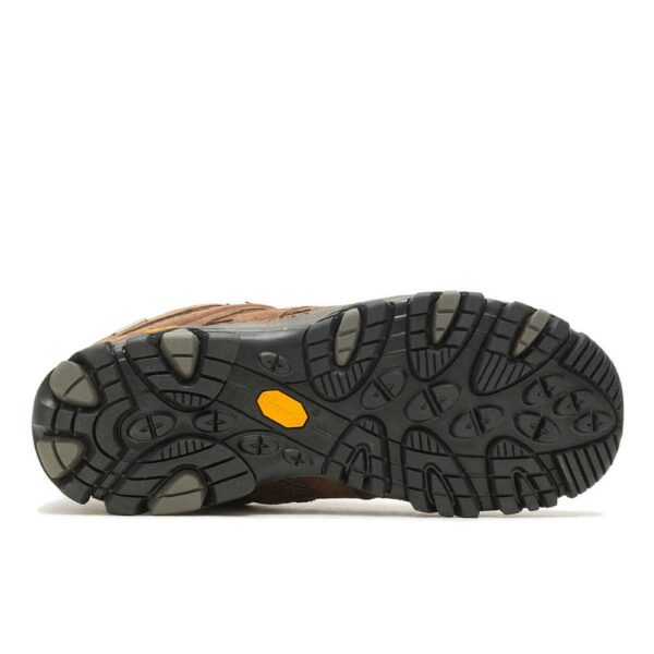 A look at the sole of a Merrell Men's Moab 3 Mid Waterproof Hiking Boot.