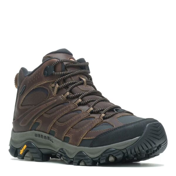 A 3/4 turned Merrell Men's Moab 3 Thermo Mid Waterproof Hiking Boot.