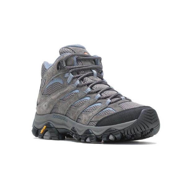 A 3/4 turned Merrell Women's Moab 3 Mid Waterproof Hiking Boot.