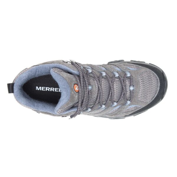 A bird's eye view of the top of a Merrell Women's Moab 3 Mid Waterproof Hiking Boot.