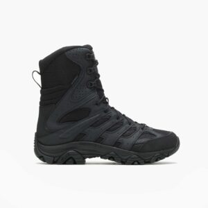 A right profile facing Merrell Work Men's Moab 3 Tactical Zip Waterproof 8" Lace Up Uniform Boot.
