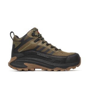 A right profile facing Merrell Work Men's Moab Speed 2 FX Mid Waterproof Carbon Toe 6" Lace Up Work Boot.