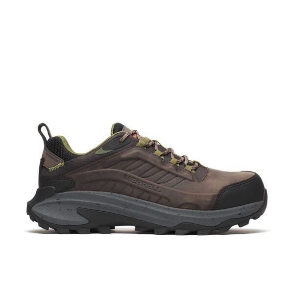 A right profile facing Merrell Work Men's Moab Speed 2 Waterproof Carbon Toe Work Shoe.
