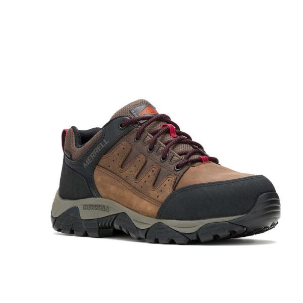 A 3/4 turned Merrell Work Men's Windoc Waterproof Steel Toe Work Shoe.