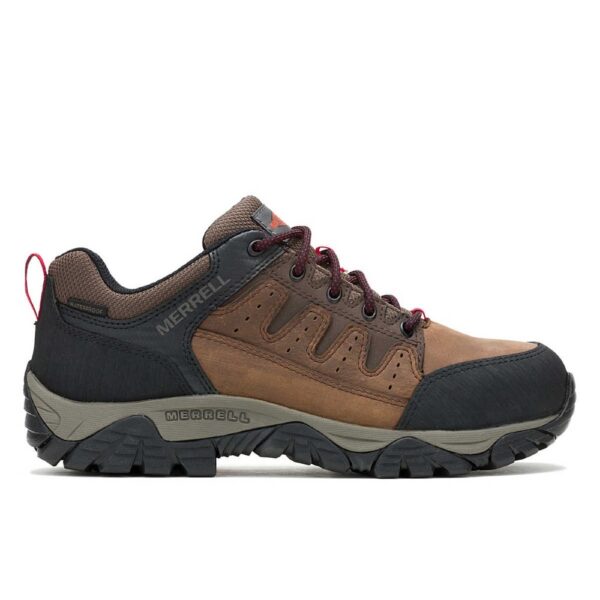 A right profile facing Merrell Work Men's Windoc Waterproof Steel Toe Work Shoe.