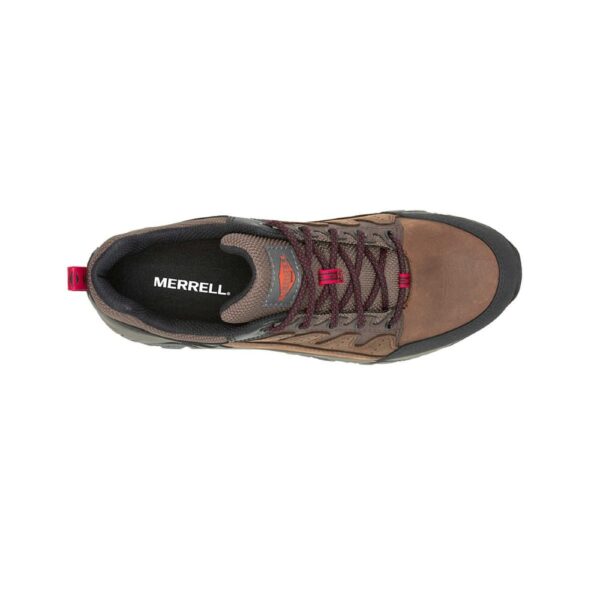 A bird's eye view of the top of a Merrell Work Men's Windoc Waterproof Steel Toe Work Shoe.
