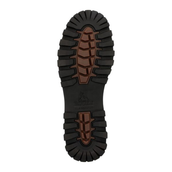 A look at the sole on a pair of Rocky Outback LTE Moc Toe Hiking Boot.