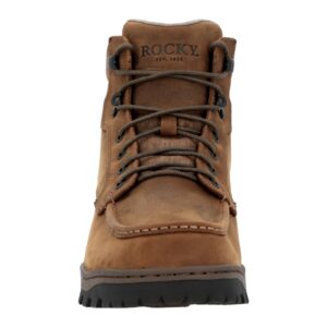 A forward-facing shot of the toe of a Rocky Outback LTE Moc Toe Hiking Boot.