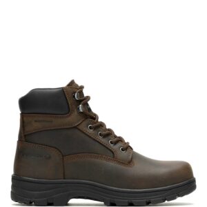 A right profile facing Wolverine Men's Carlsbad Waterproof 6" Lace Up Work Boot.
