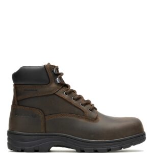 A right profile facing Wolverine Men's Carlsbad Waterproof 6" Steel Toe Lace Up Work Boot.