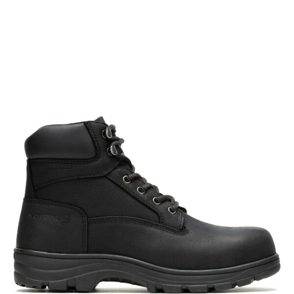A right profile facing Wolverine Men's Carlsbad Waterproof 6" Steel Toe Lace Up Work Boot.