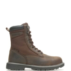 A right profile facing Wolverine Men's Floorhand Insulated 8" Steel Toe Lace Up Work Boot.