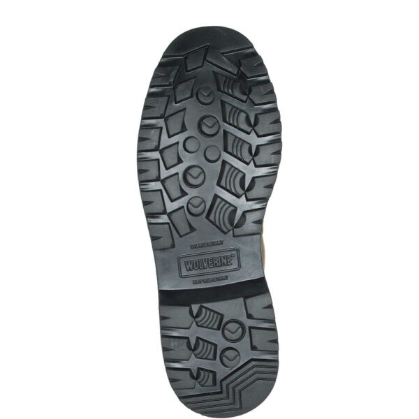 The sole of a Wolverine Men's Floorhand Work Romeo Boot.