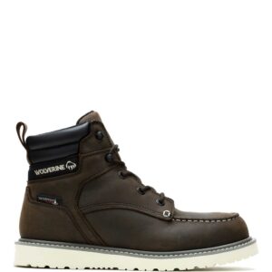 A right profile facing Wolverine Men's Trade Wedge 6" Moc Steel Toe Lace Up Work Boot.