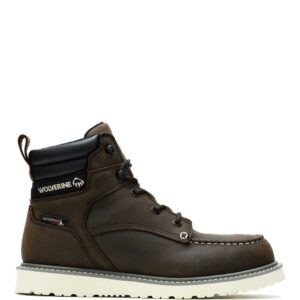 A right profile facing Wolverine Men's Trade Wedge 6" Moc Toe Lace Up Work Boot.