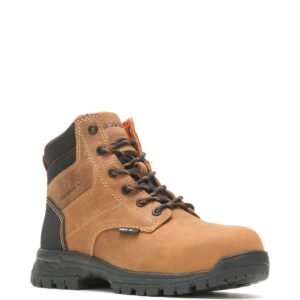A 3/4 right turned Wolverine Women's Piper Composite Toe 6" Lace Up Work Boot.