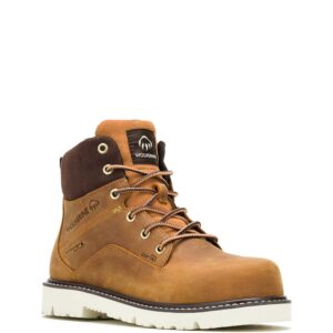 A 3/4 right turned Wolverine Women's Revival 6" Composite Toe Lace Up Work Boot.