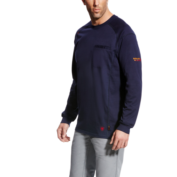 ARIAT FR AIR CREW LS NAVY MEN'S WORKWEAR SHIRT-10022327