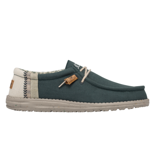HEY DUDE WALLY LINEN NATURAL TEAL MEN'S CASUAL SHOE-110798357
