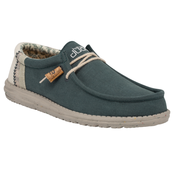 HEY DUDE WALLY LINEN NATURAL TEAL MEN'S CASUAL SHOE-110798357 - Image 2