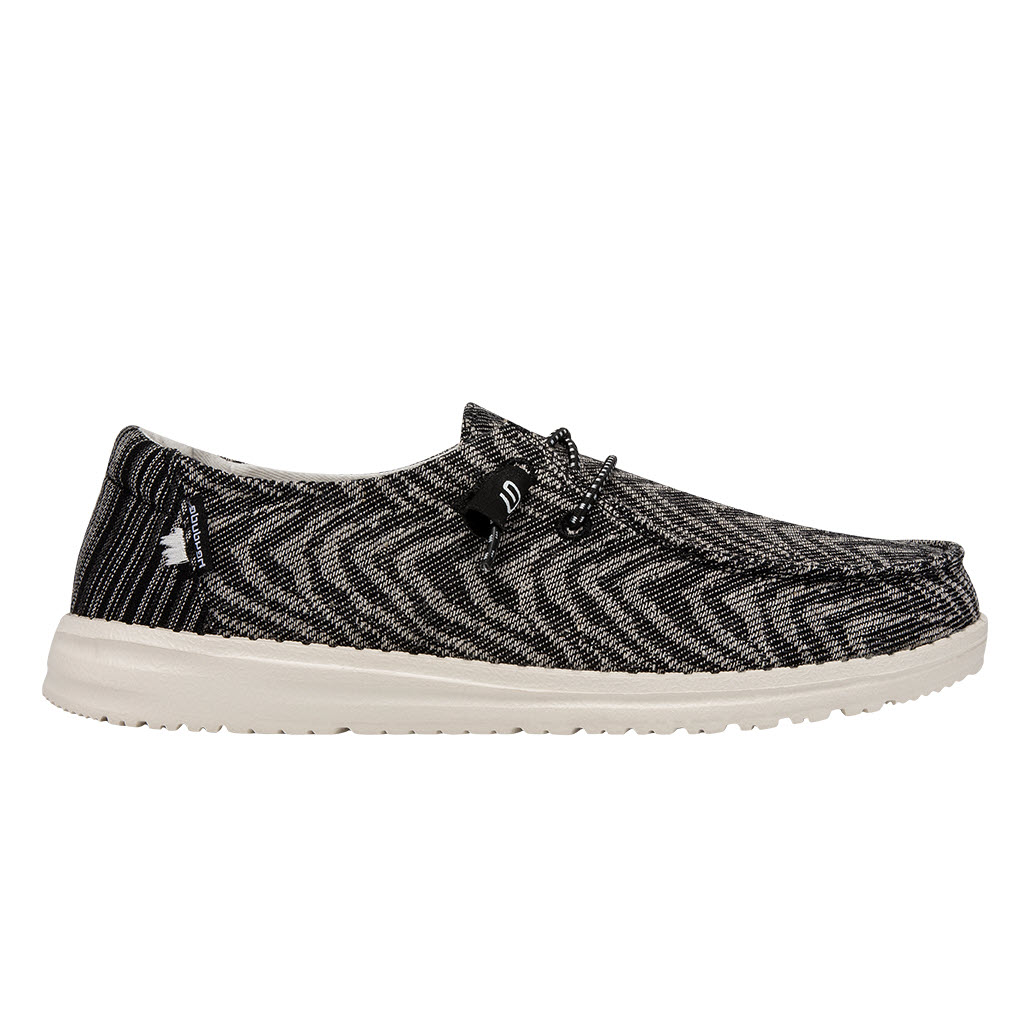 代引き手数料無料 WENDY DUDE HEY WOVEN SHOE CASUAL WOMEN'S STRIPE BLACK ZEBRA 靴